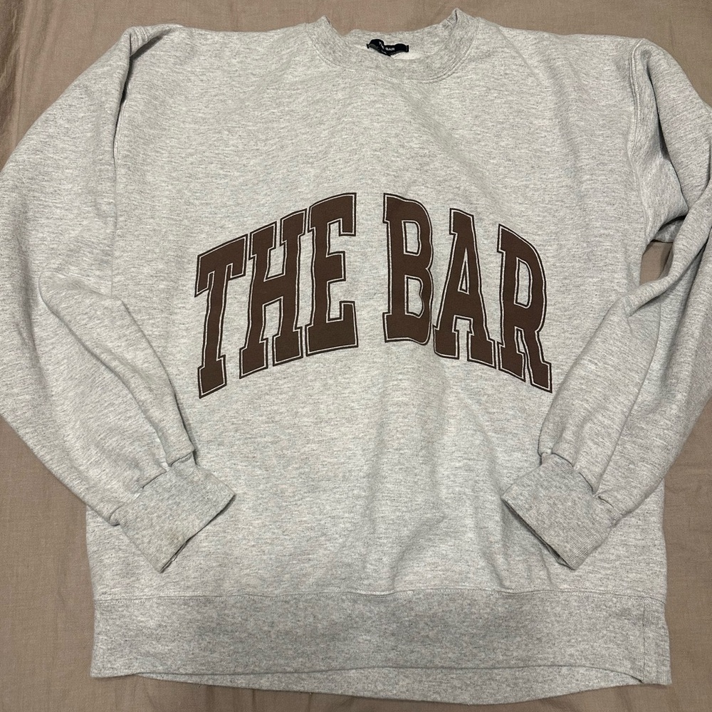 The Bar Gray and Brown Women's Crew Neck Sweater
